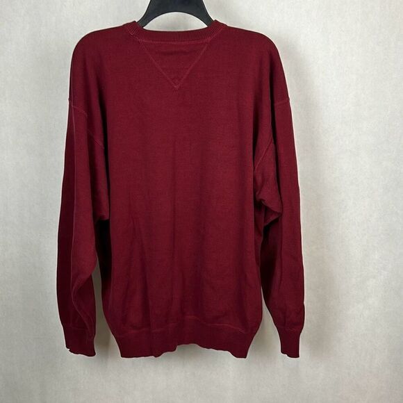 Vtg Y2K Tommy Hilfiger Crew Sweater Mens Sz XL Dark Red Wine Knit Crest Logo Lon - Picture 4 of 6